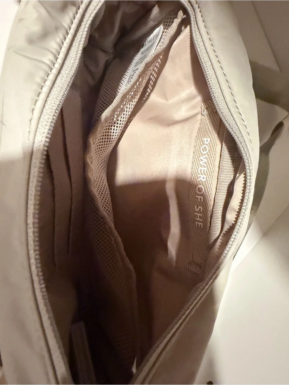 Athleta Light Cream Nylon Cosmetic Case